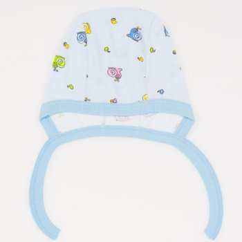 Azure baby bonnet with snail print