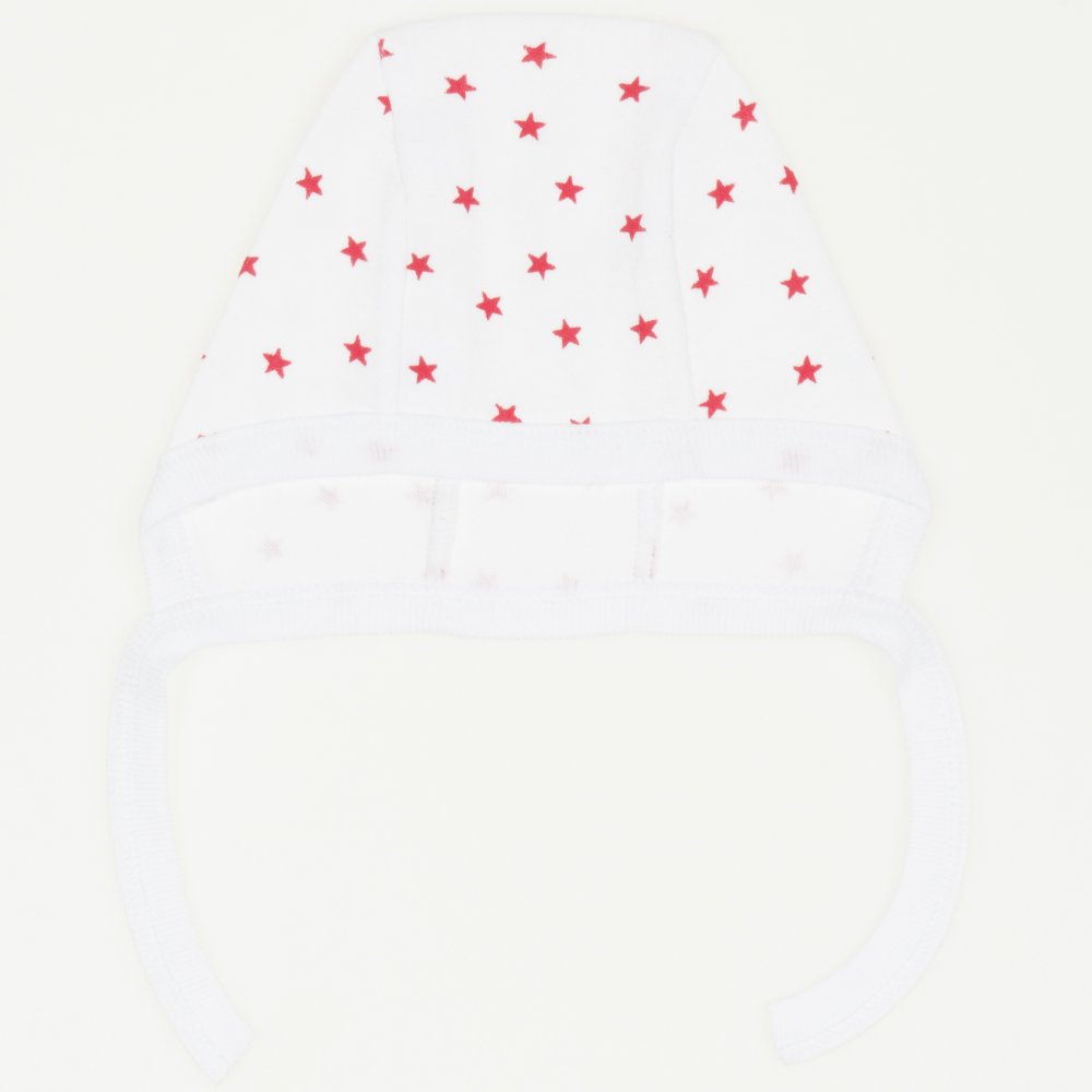 White with red stars baby bonnet | liloo