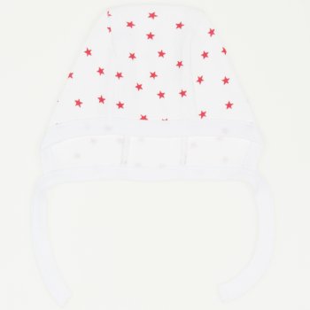 White with red stars baby bonnet | liloo