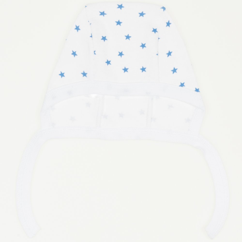 White with turquoise stars baby bonnet | liloo