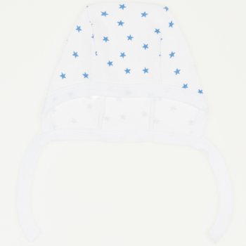 White with turquoise stars baby bonnet