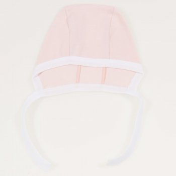 Pink and white baby bonnet