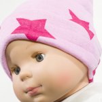 Thick pink organic cotton fez with stars pattern print| liloo