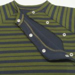 Dark blue baby suit with khaki stripes - premium multilayer material | liloo