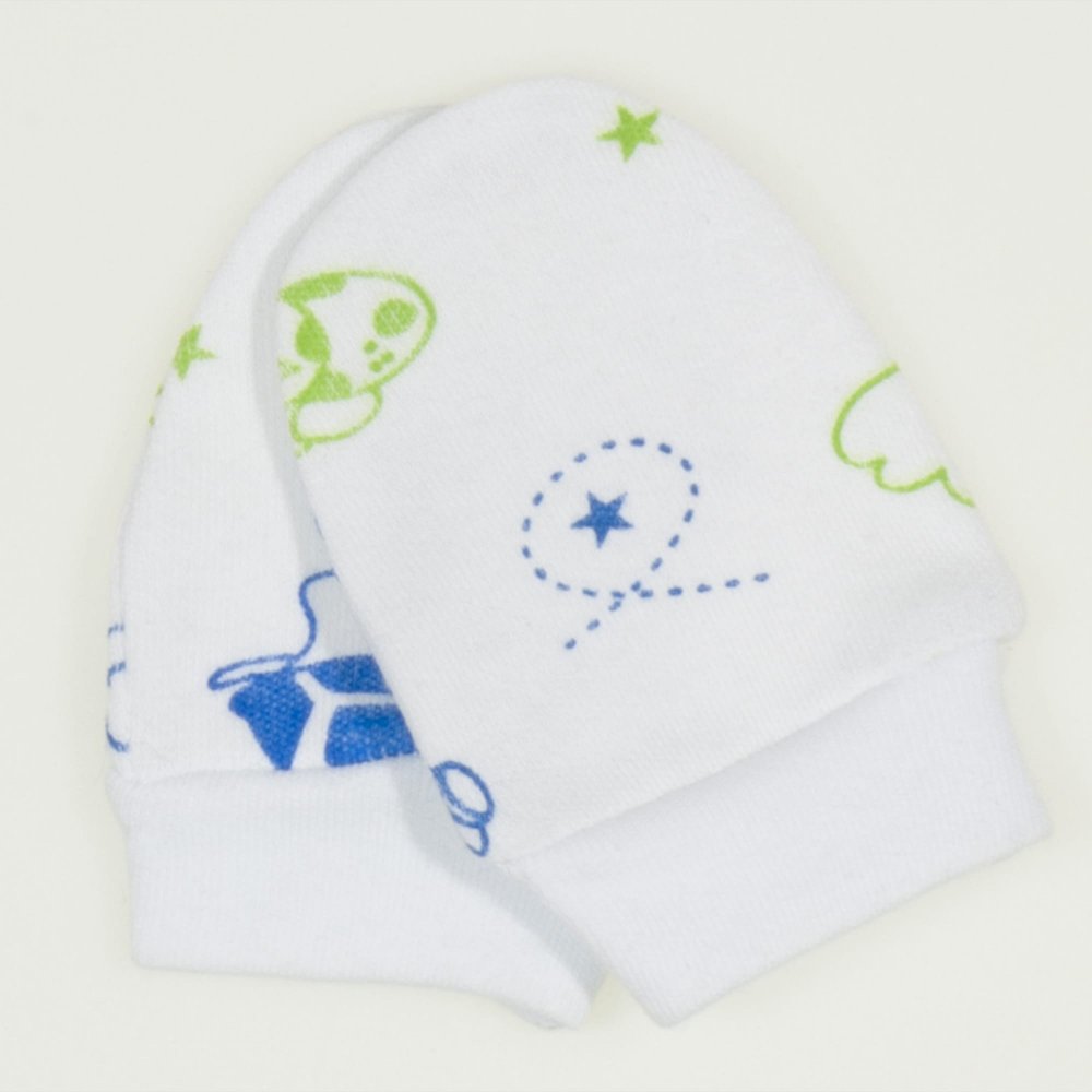 White newborn gloves with turtles print | liloo