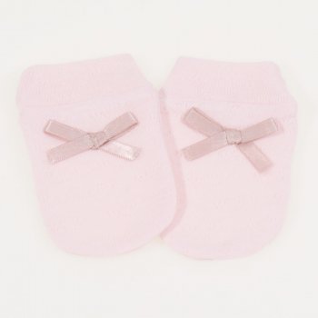 Pink newborn gloves with bow - premium multilayer material with model | liloo