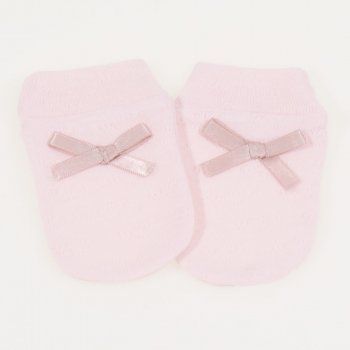 Pink newborn gloves with bow - premium multilayer material with model | liloo