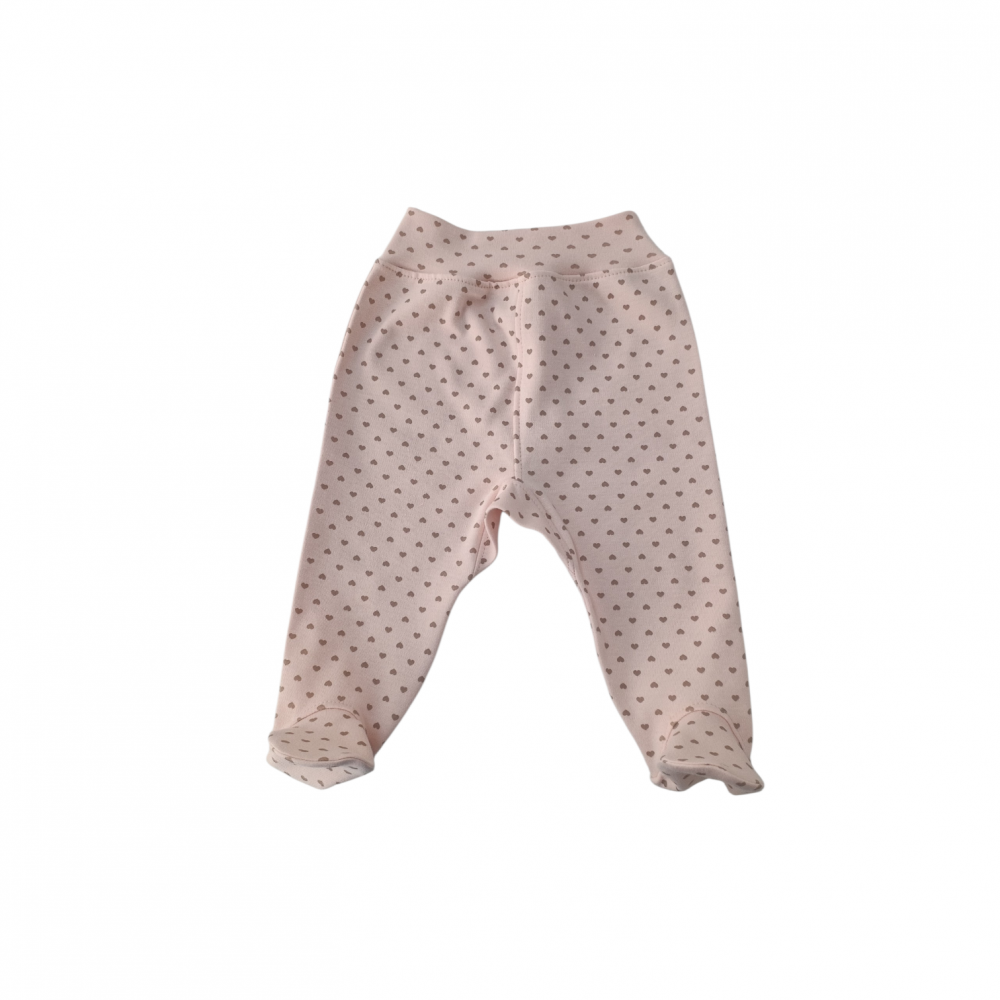 Pantaloni bebeluși somon cu inimioare – bumbac organic | liloo