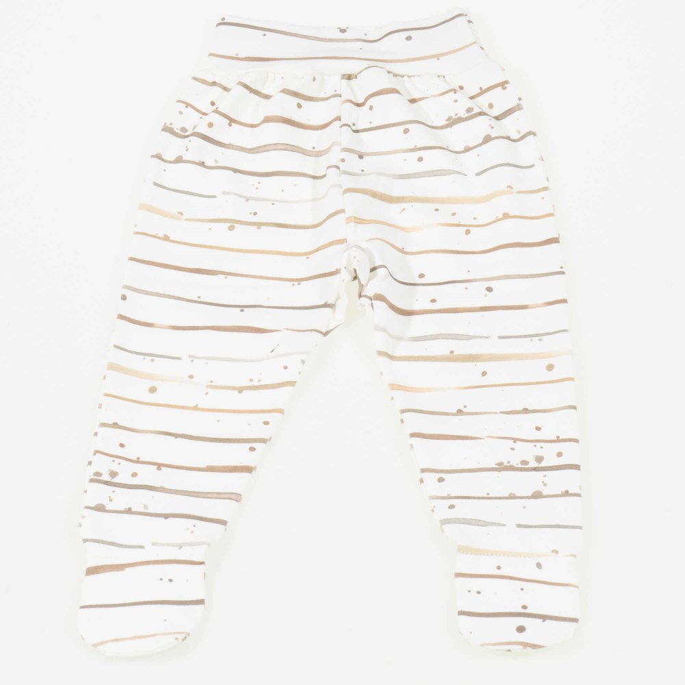 Pantaloni cu botosei banda model dungi maro | liloo