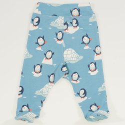 Aqua footies organic cotton with penguins print