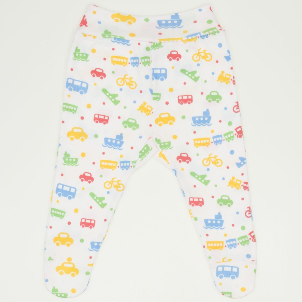 White footies with transport toys print | liloo