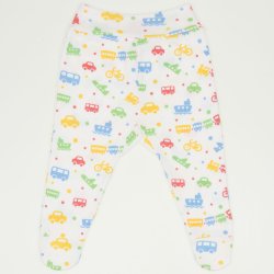 White footies with transport toys print