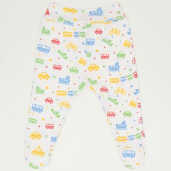 White footies with transport toys print | liloo