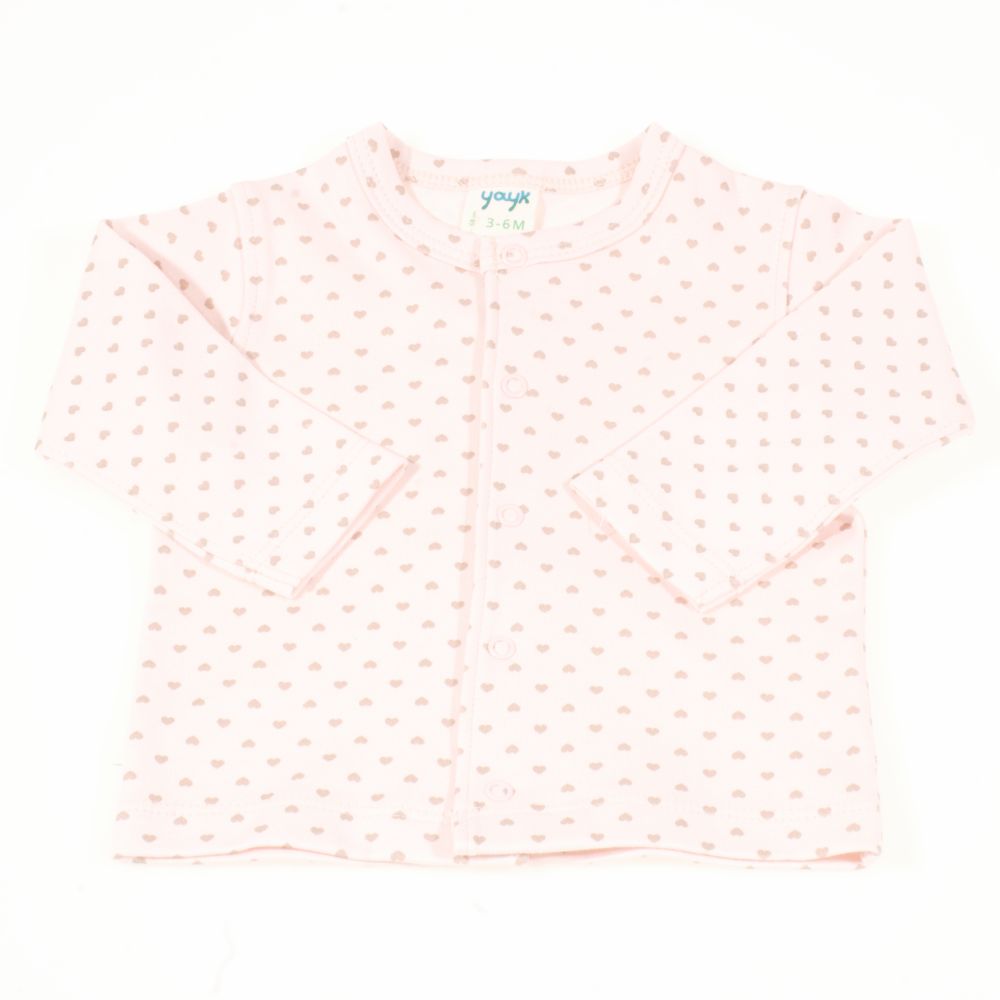 Bluza bebelusi bumbac organic cu maneca lunga si inchidere frontala imprimeu model inimioare Bluza bebelusi bumbac organic cu maneca lunga si inchidere frontala imprimeu model inimioare| liloo
