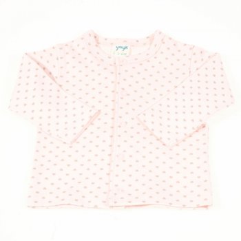 Bluza bebelusi bumbac organic cu maneca lunga si inchidere frontala imprimeu model inimioare