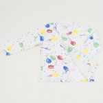 White long-sleeve center-snap tee with balloons print | liloo