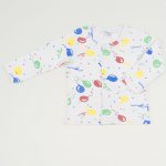 Bluza bebelusi cu maneca lunga si inchidere frontala alba imprimeu baloane | liloo