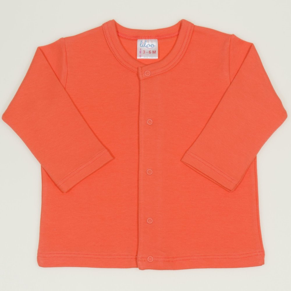 Salmon living coral long-sleeve center-snap tee | liloo