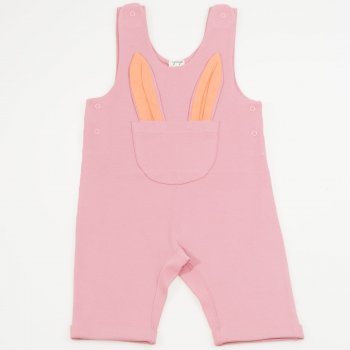 Apricot brandied organic cotton bib overalls - model with ears liloo