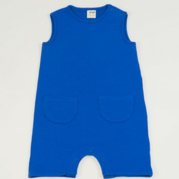 Salopeta fara maneci si pantaloni scurti cu buzunare bumbac organic albastru - multistrat premium | liloo