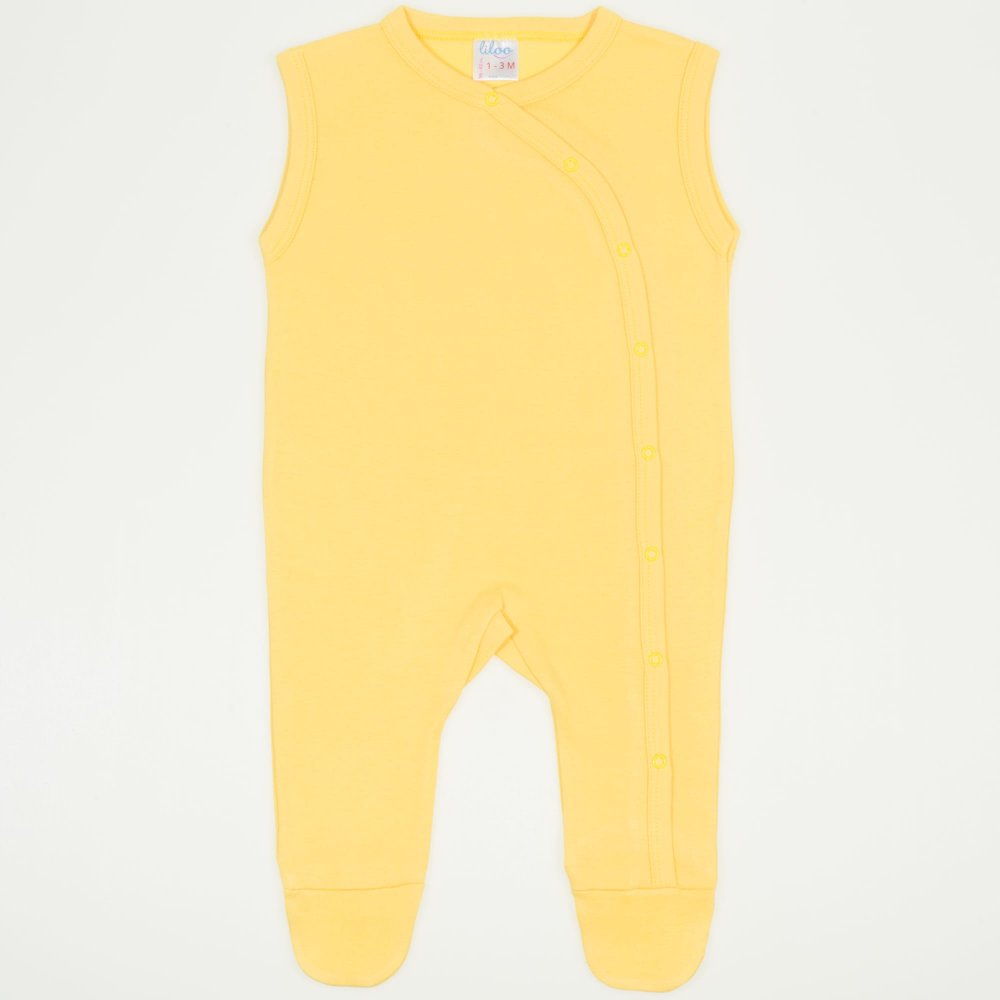 Salopeta fara maneci - pantaloni cu botosei minion yellow uni | liloo