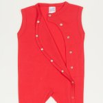 Salopeta fara maneci - pantaloni cu botosei rosu tomato uni | liloo