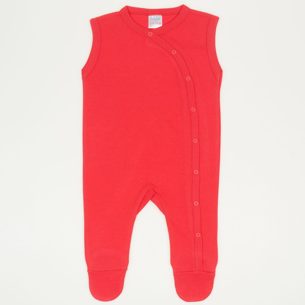 Red tomato sleeveless sleep & play with footies | liloo