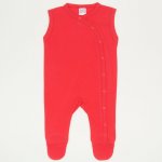 Salopeta fara maneci - pantaloni cu botosei rosu tomato uni | liloo