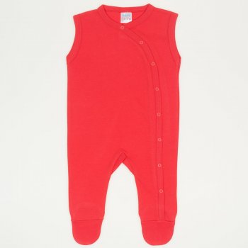 Salopeta fara maneci - pantaloni cu botosei rosu tomato uni | liloo