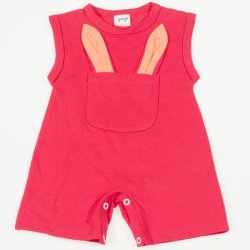 Salopeta vara maneca scurta si pantaloni scurti rosu cu urechi
