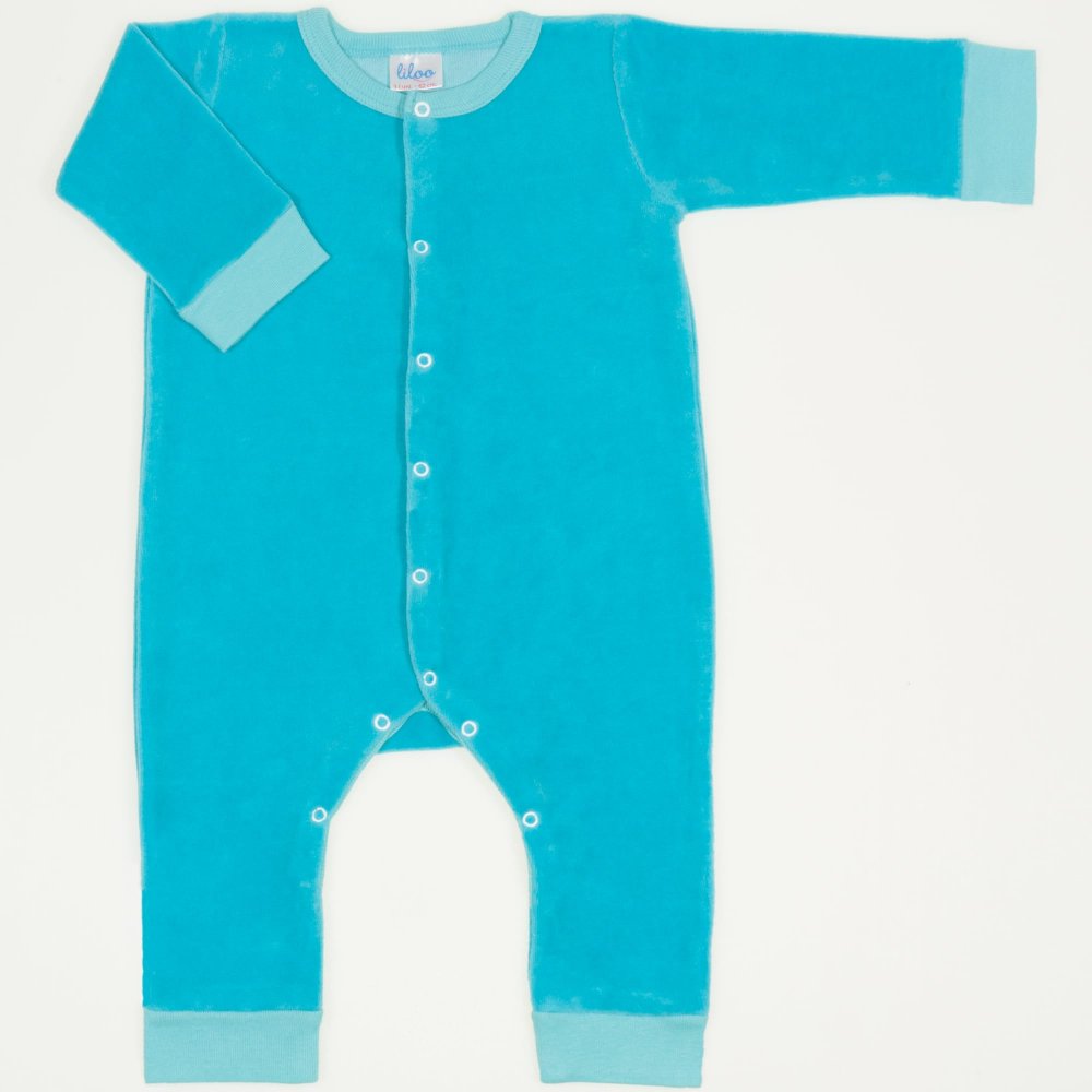 Turquoise velour long-sleeve sleep & play | liloo