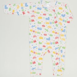 White long-sleeve sleep & play with transport toys print