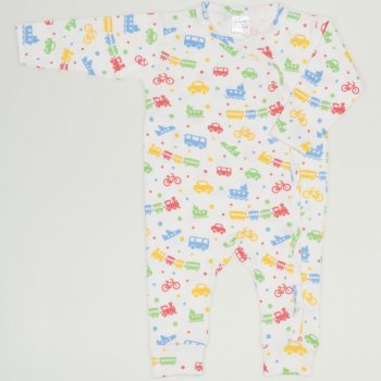 White long-sleeve sleep & play with transport toys print | liloo