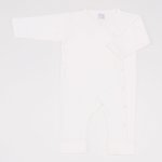 Salopeta maneca lunga si pantaloni cu manseta blanc de blanc uni | liloo