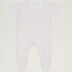 White short-sleeve sleep & play with footies with red dots allover print