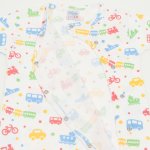 White short-sleeve sleep & play with footies with transport toys print | liloo