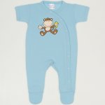 Bleu petit four short-sleeve sleep & play with footies with monkey print | liloo