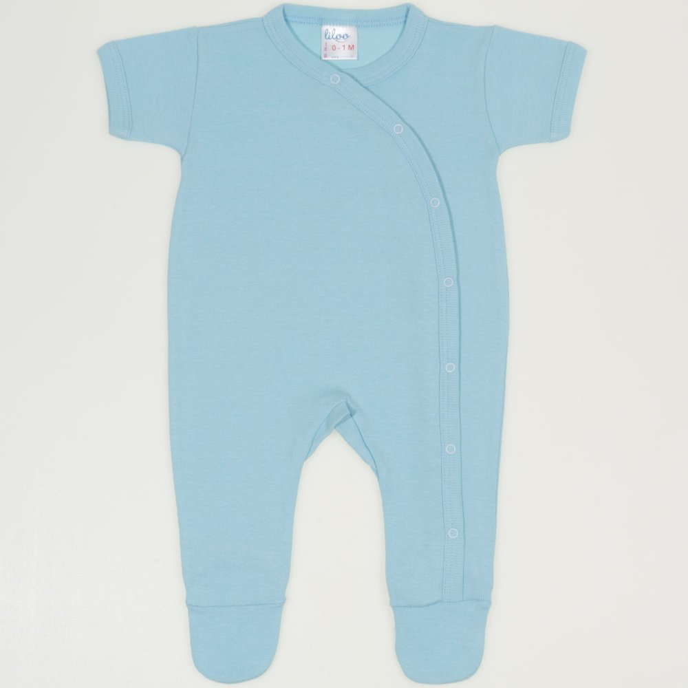 Bleu petit four short-sleeve sleep & play with footies | liloo