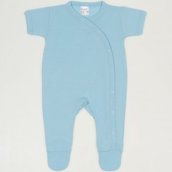 Bleu petit four short-sleeve sleep & play with footies | liloo