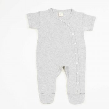 Gray organic cotton short sleeve jumpsuit and pants with booties