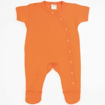 Orange organic cotton short sleeve jumpsuit and pants with booties | liloo