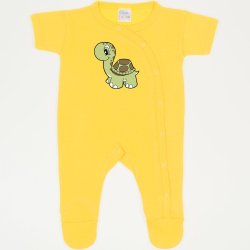Dandelion yellow short-sleeve sleep & play with footies with turtle print