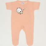 Peach fuzz short-sleeve sleep & play with footies with kitten for a walk print | liloo