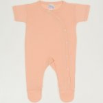 Salopeta maneca scurta si pantaloni cu botosei peach fuzz uni | liloo