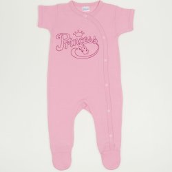 Pink short-sleeve sleep & play with footies with princess print