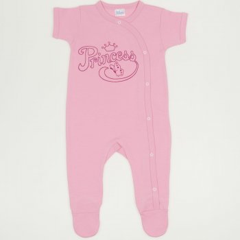  Pink short-sleeve sleep & play with footies with princess print| liloo