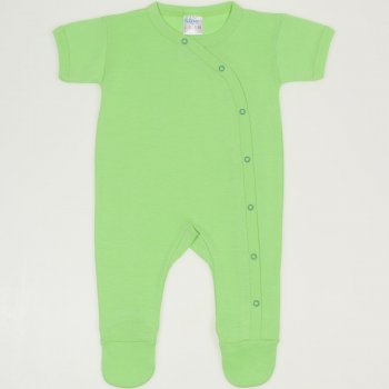 Salopeta maneca scurta si pantaloni cu botosei summer green uni | liloo