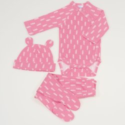 Salmone baby set 3 pieces with sea ​​horses print