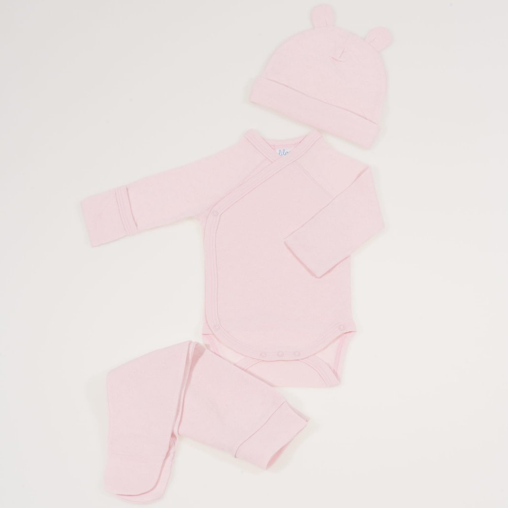 Set bebelusi 3 piese roz pal - material multistrat premium cu model | liloo