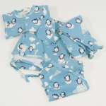 Set scos bebe din maternitate - bumbac organic aqua imprimeu model pinguini | liloo